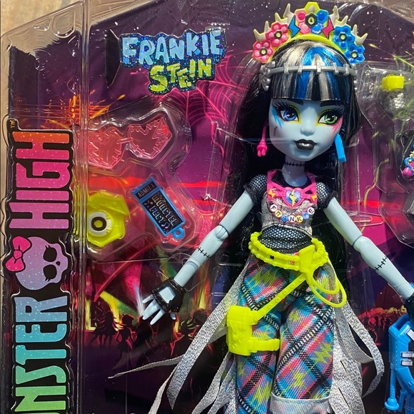 monster high Other - Monster High Frankie Stein Doll with Neon and Floral Accents